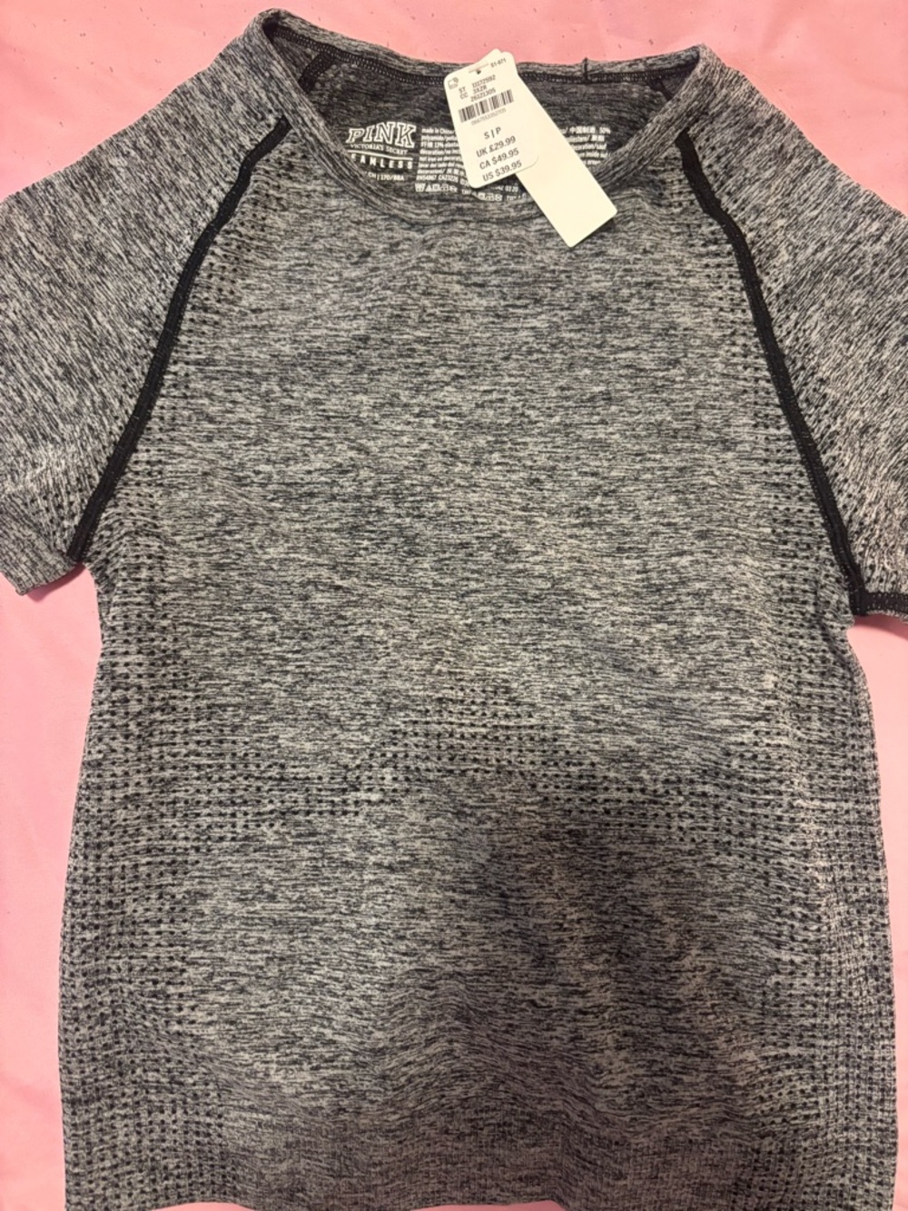 PINK Victoria's Secret Grey Heather Short Sleeve Tee